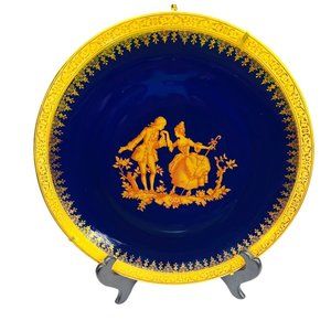 Limoges Castel France 10” Plate Cobalt Blue 22k Gold Trim "The Proposal"